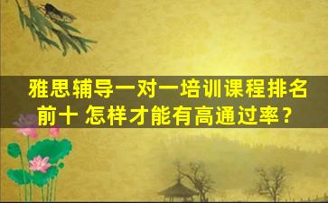 雅思辅导一对一培训课程排名前十 怎样才能有高通过率？